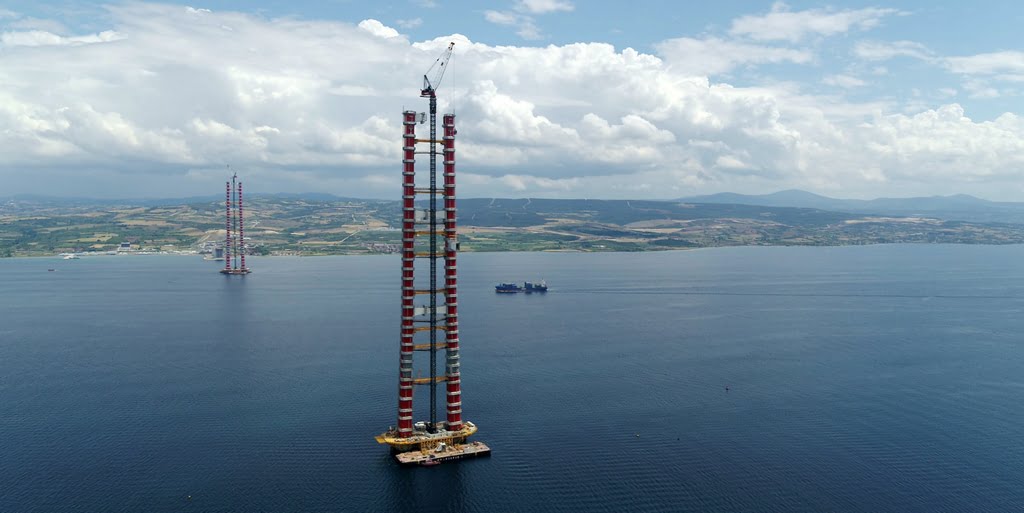 Turkijoje, Čanakalės provincijoje statomas ilgiausias pasaulyje tarpatramis tiltas. (Marr Contracting nuotr.)