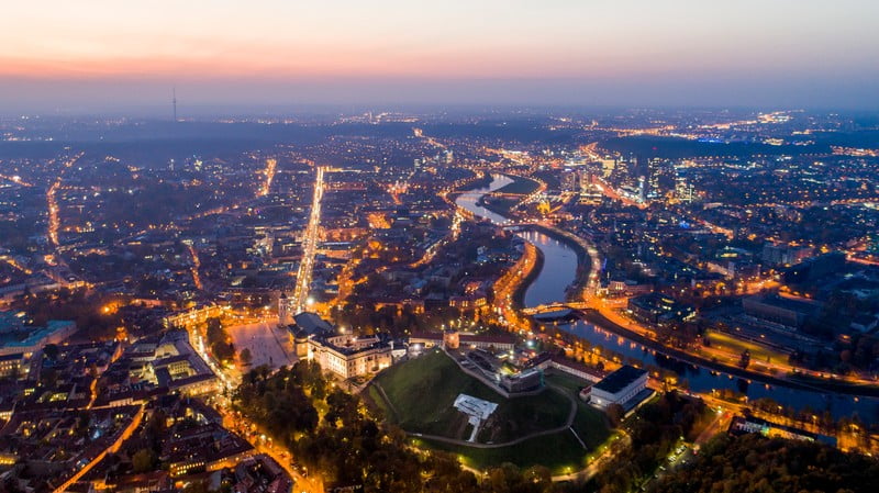 naktinis vilnius iš paukščio skrydžio