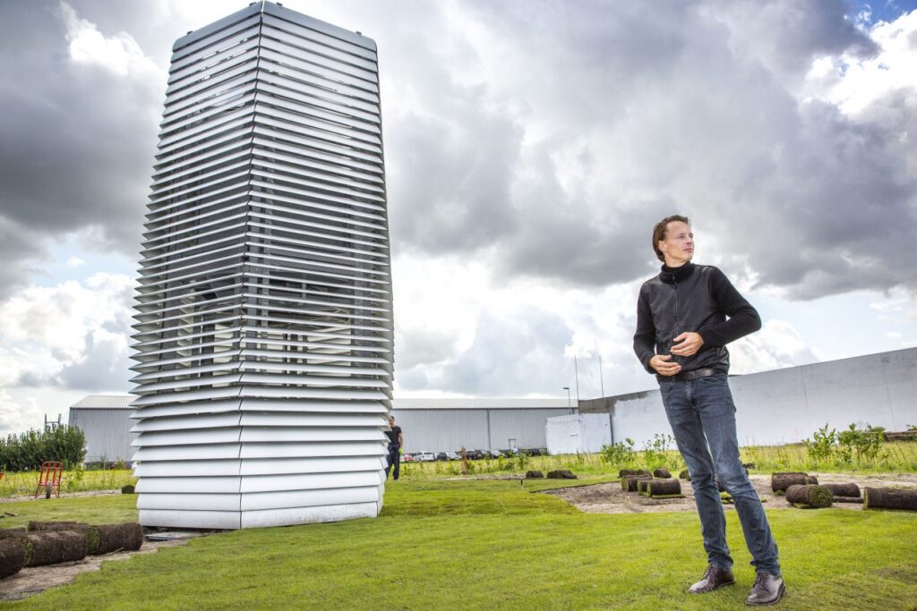 Artist Daan Roosegaarde with his Smog Free Tower