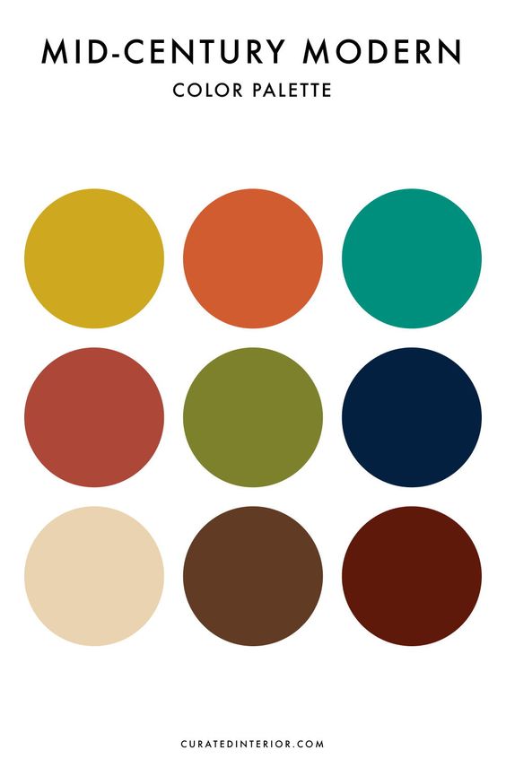 colour pallete mid century modern pinterest