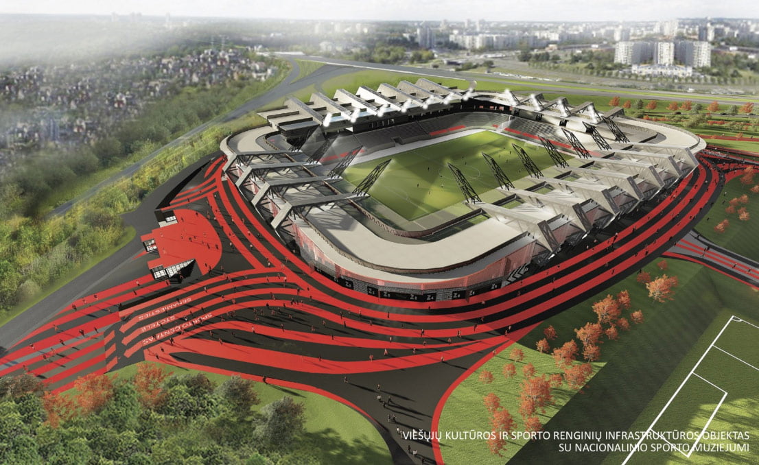 Projekto autoriai: architektas Damon Lavelle (D. Britanija), atstovaujantis tarptautinei architektų kompanijai „Populous“, projektuojančiai UEFA stadionus, ir Lietuvos kompanija „Cloud architektai“.